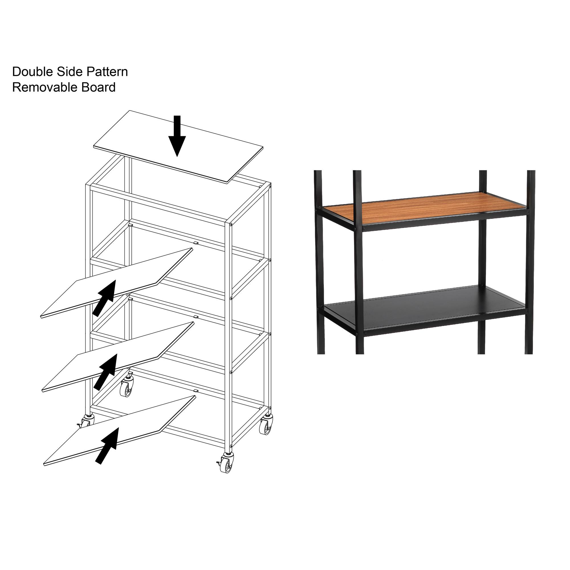 Black Heights 4-Tier Rolling Cart by Simply Tidy®